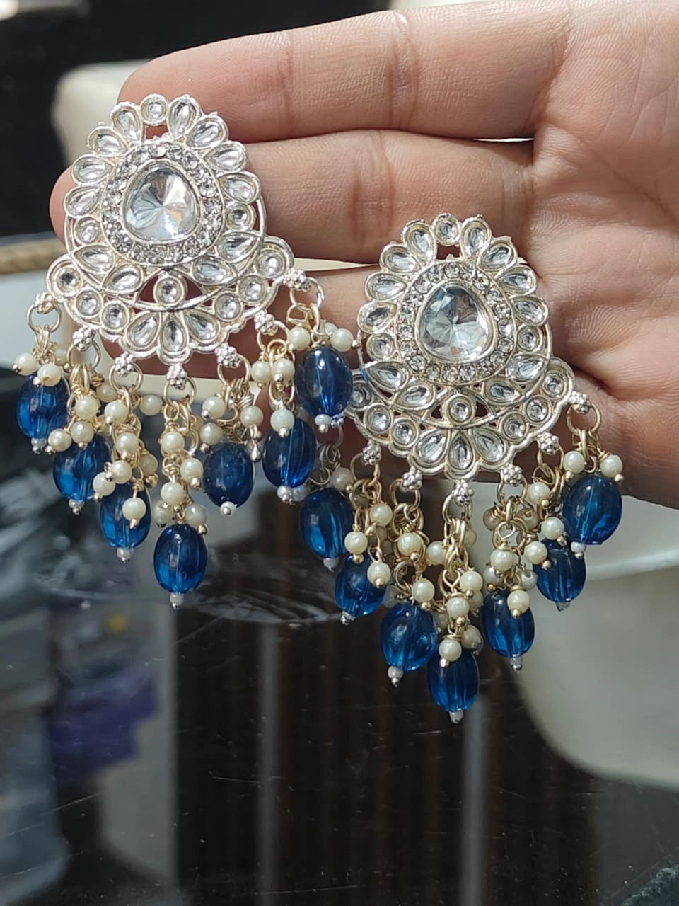 Lavender Noor Kundan Chandeliers - Image 4