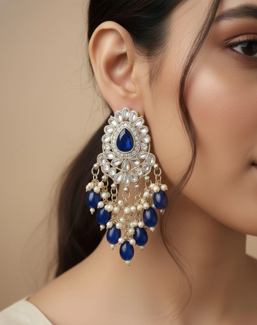 Lavender Noor Kundan Chandeliers - Image 5