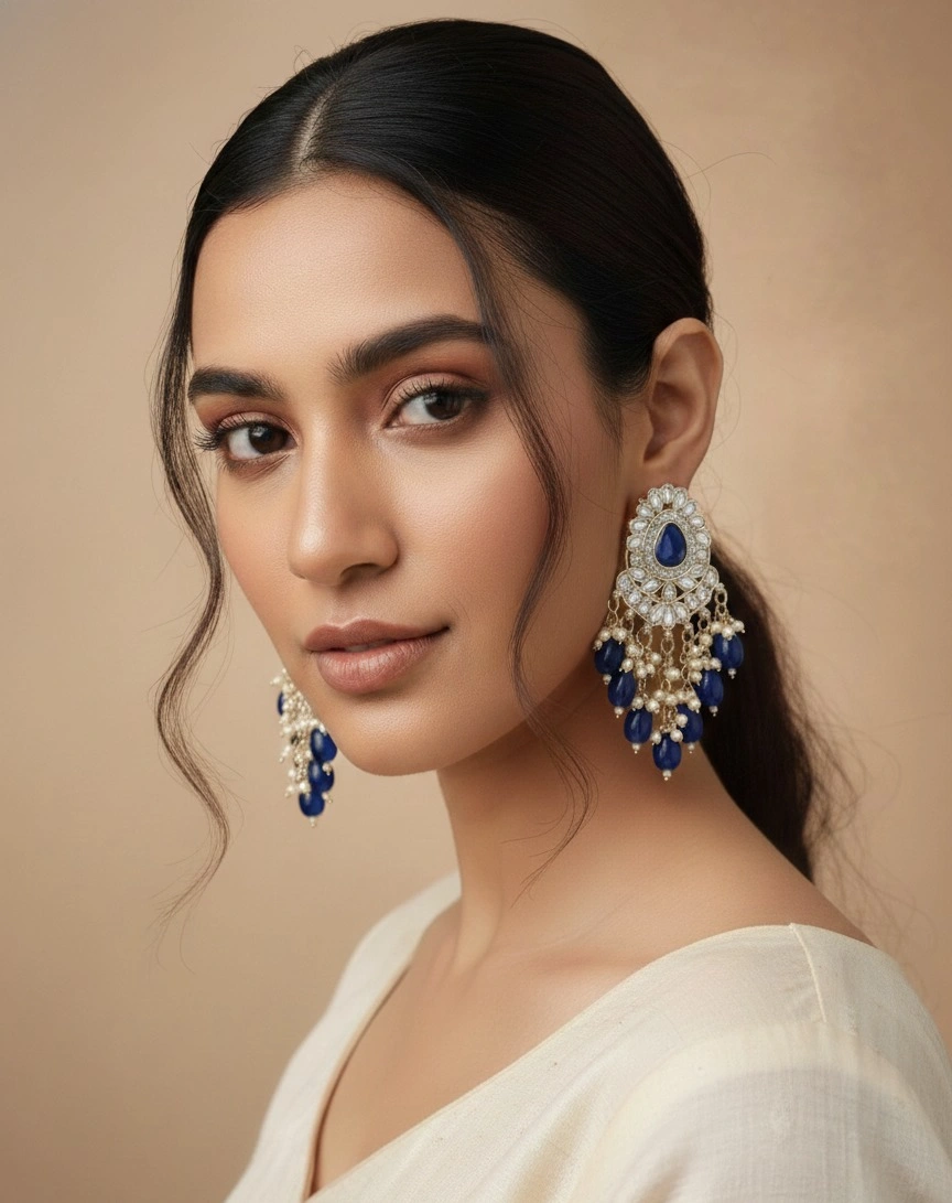 Lavender Noor Kundan Chandeliers - Image 6