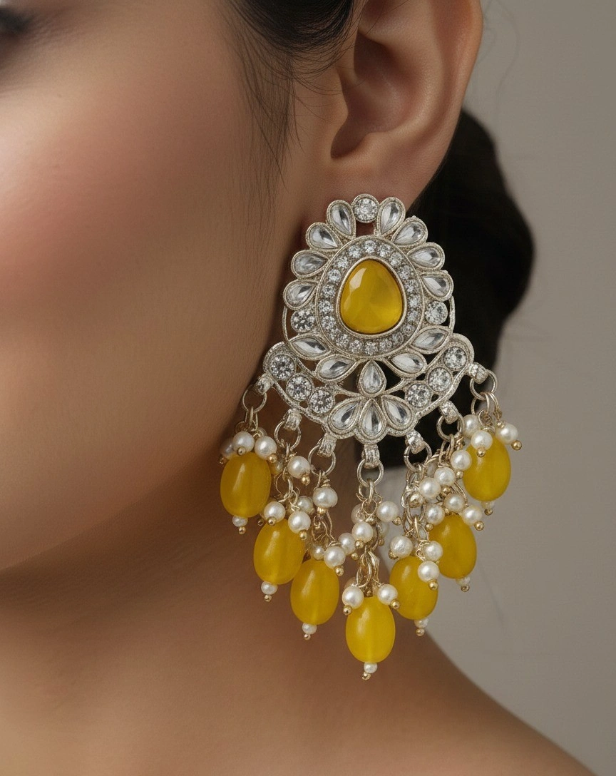 Lavender Noor Kundan Chandeliers - Image 11