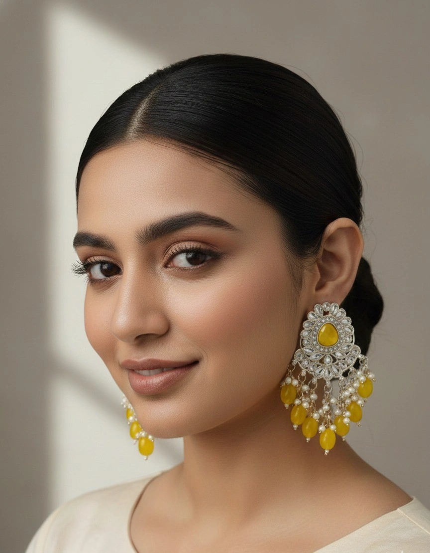 Lavender Noor Kundan Chandeliers - Image 12