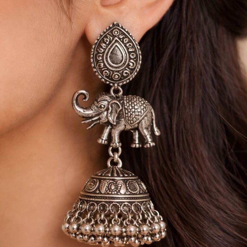 Gajraj Heritage Oxidized Jhumkas - Image 2