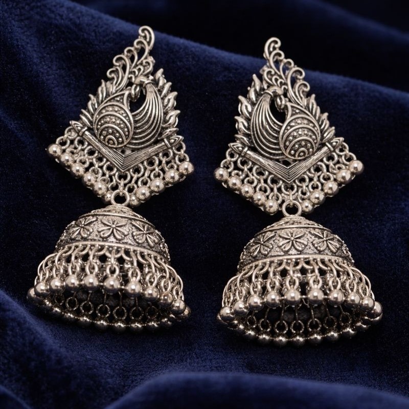 Mayura Royal Oxidized Jhumkas - Image 2