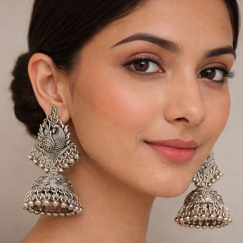 Mayura Royal Oxidized Jhumkas - Image 4