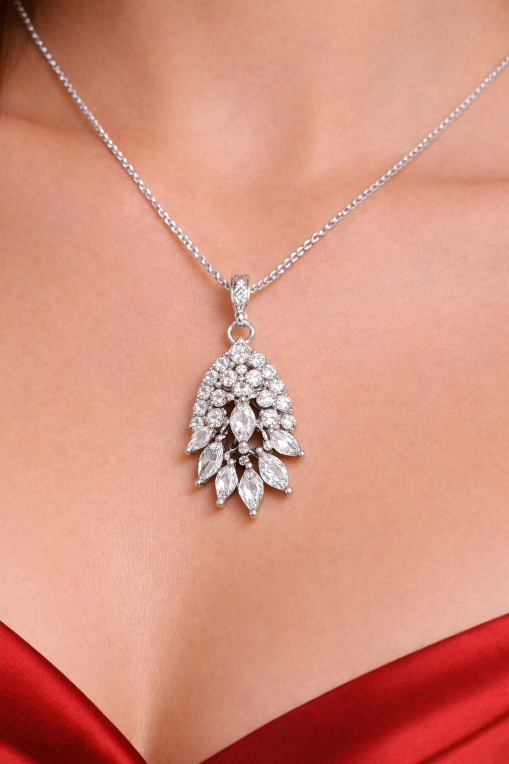 Radiant Leaf Drop AD Diamond Pendant - Image 2