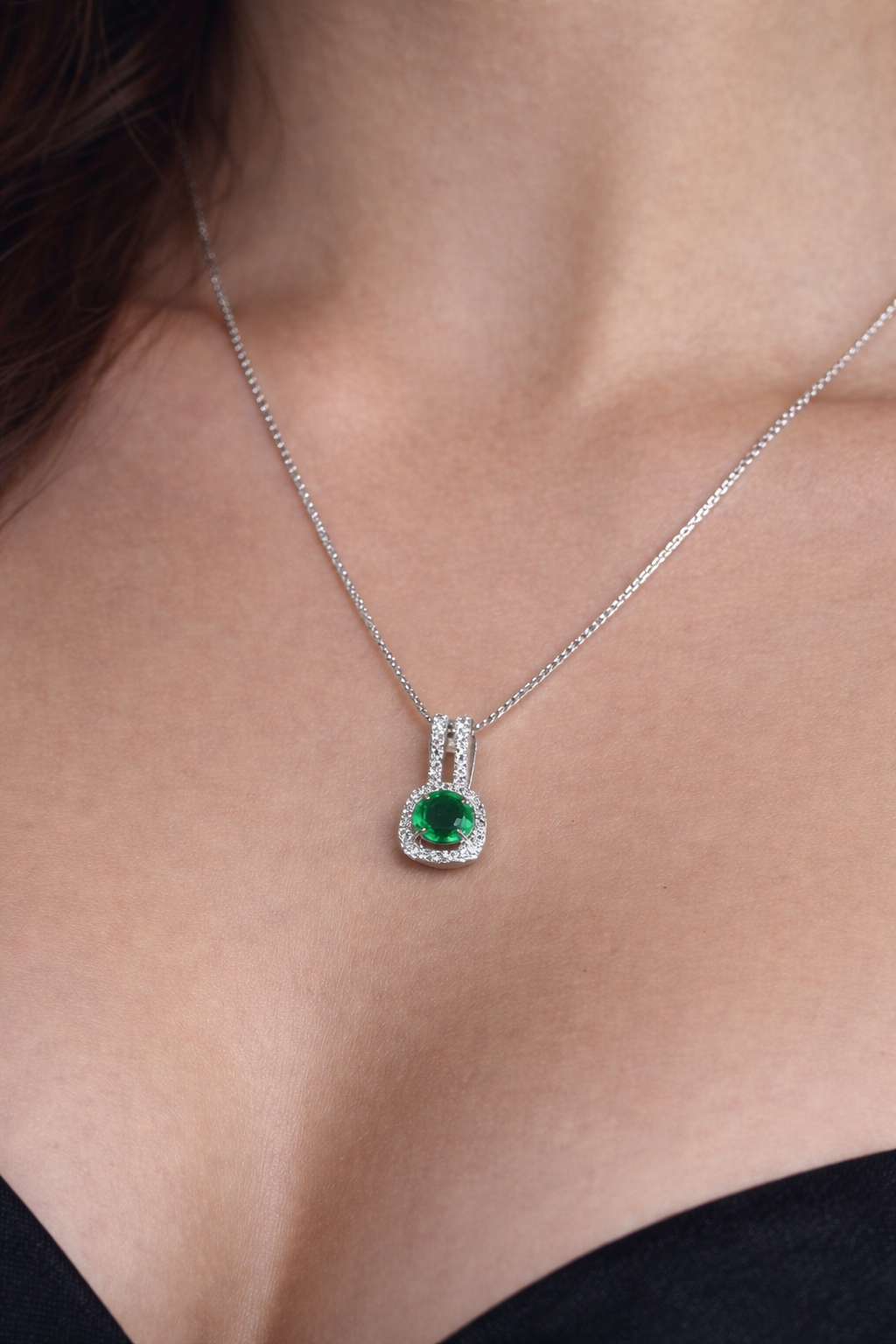Emerald Halo Elegance Pendant