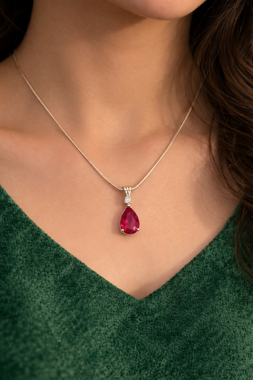 Elegant Teardrop Crystal AD Pendant Necklace for Women