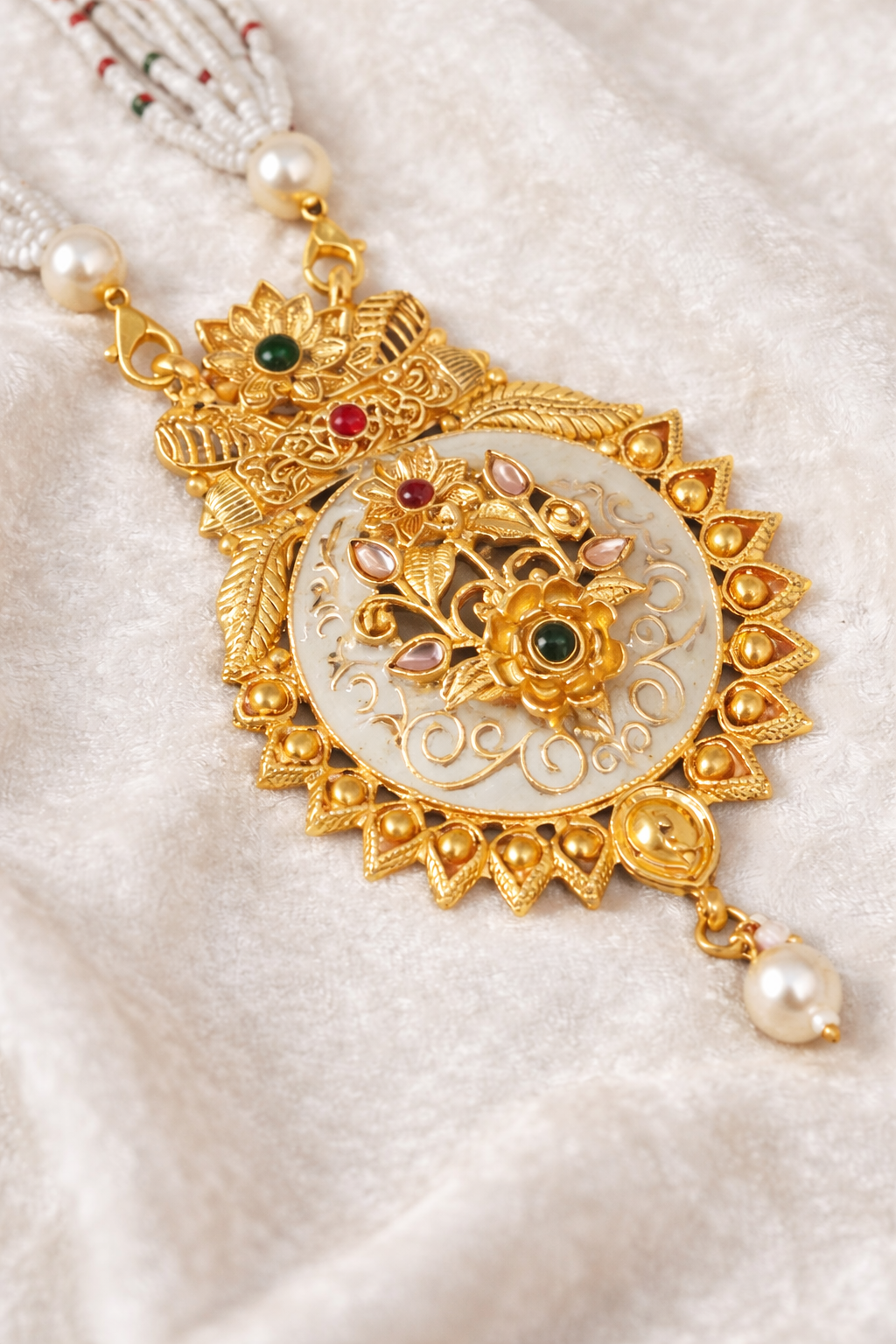 Royal Enamel Temple Pendant Set - Image 2