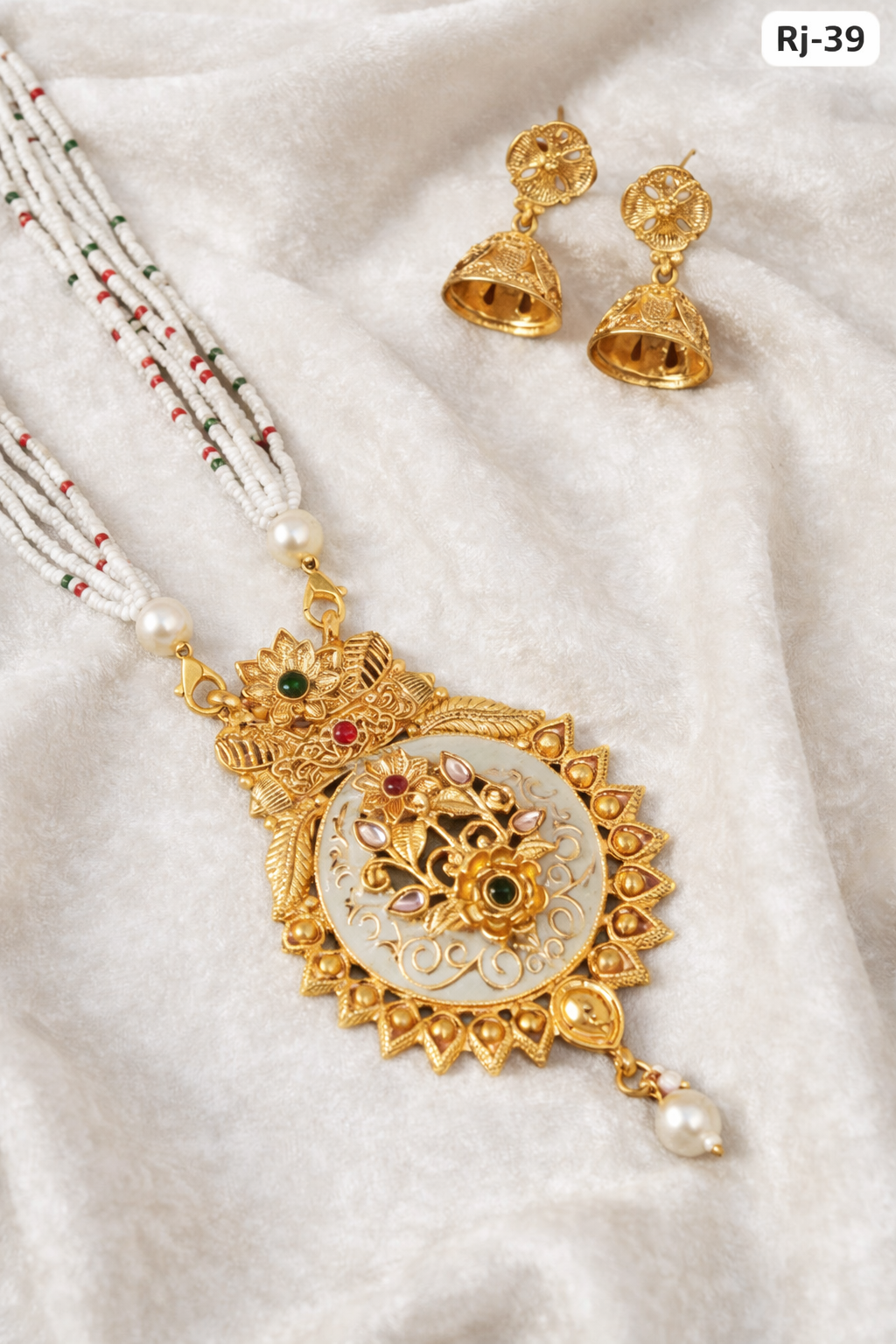 Royal Enamel Temple Pendant Set