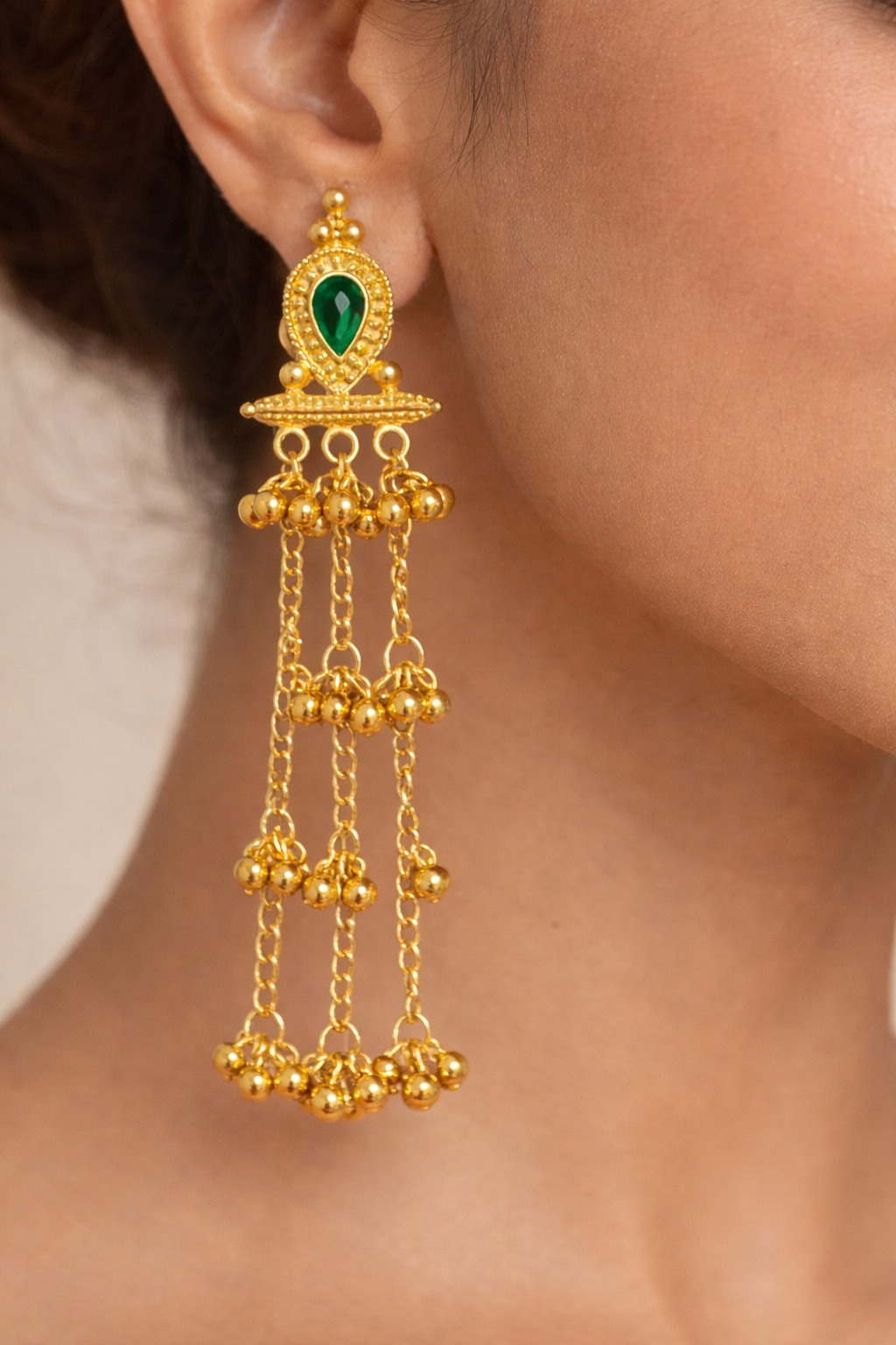 Kashmiri Zariya Emerald Jhumke