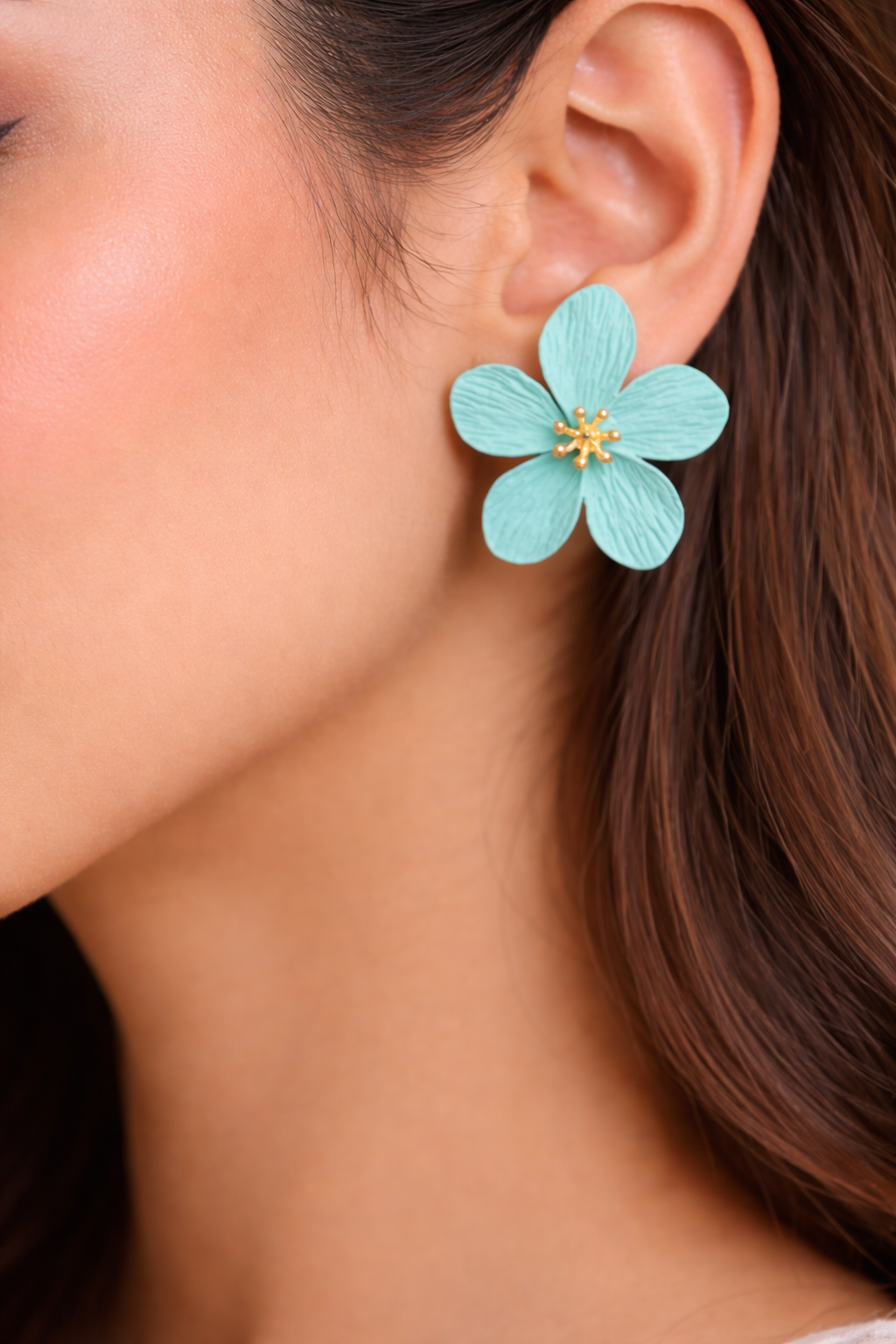 Aqua Bloom Petal Earrings