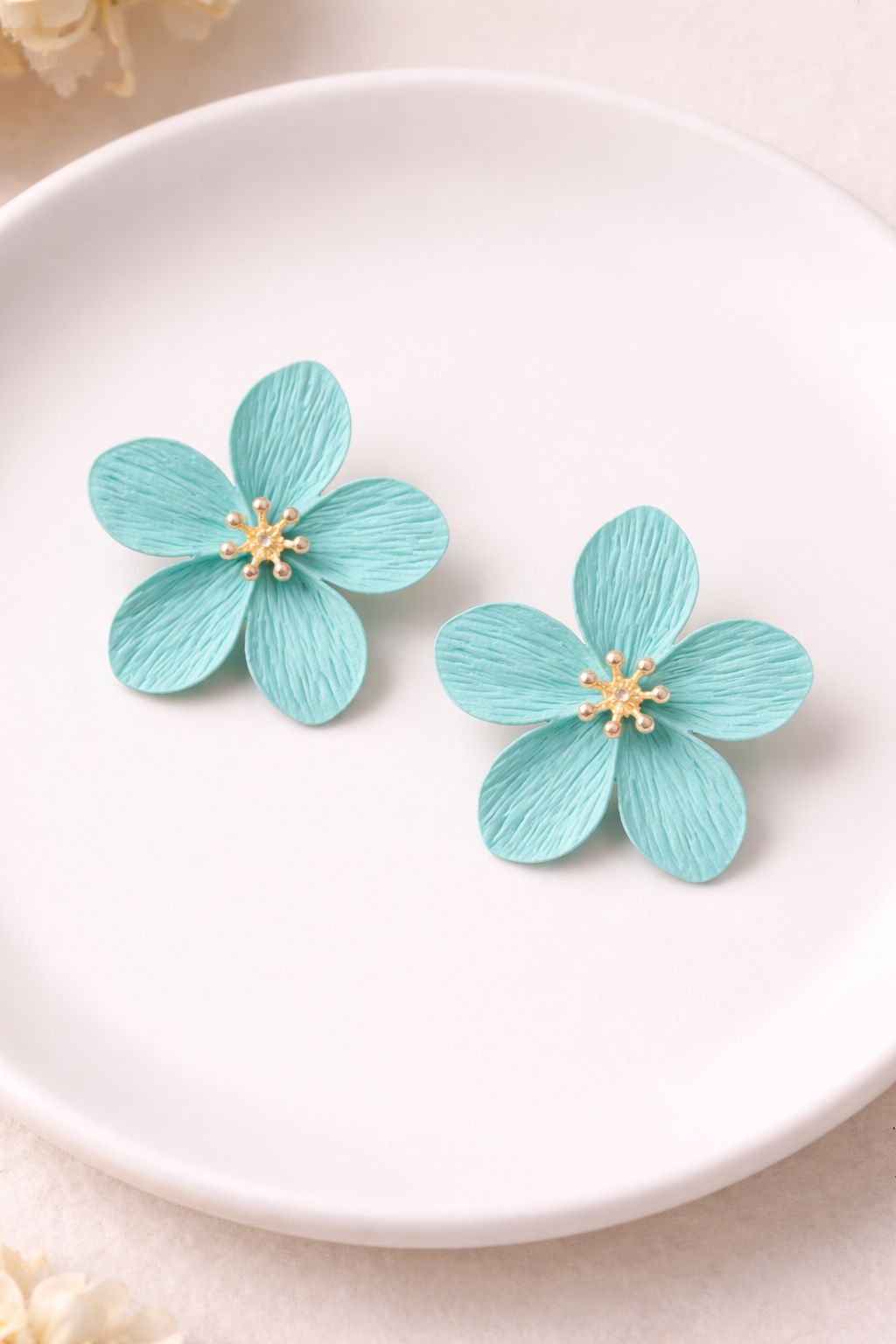 Aqua Bloom Petal Earrings - Image 2