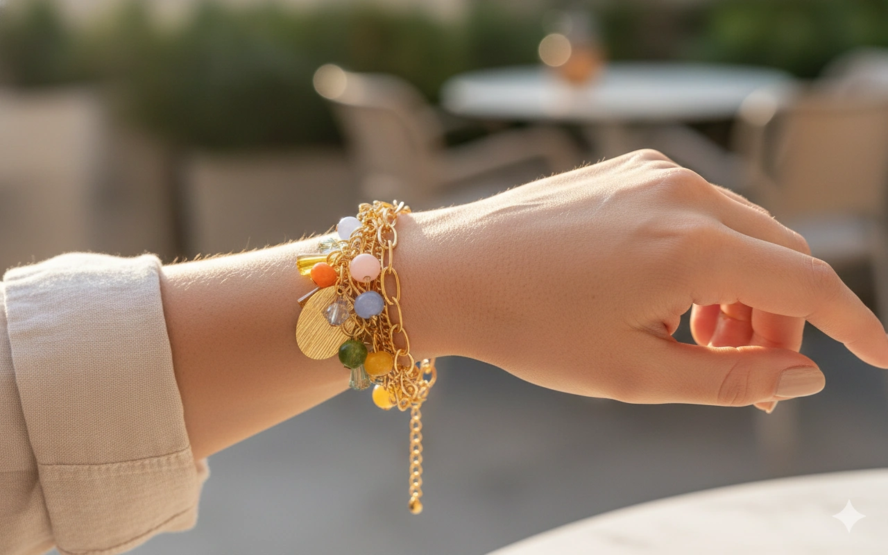 Golden Charm Cascade Bracelet