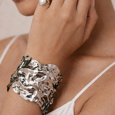 Aurora Crushed Silver Cuff - Image 2