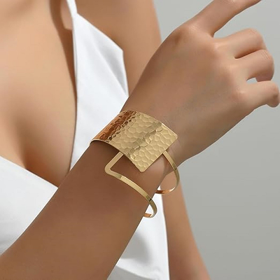 Hammered Gold Open Cuff Bracelet
