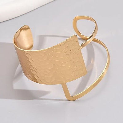 Hammered Gold Open Cuff Bracelet - Image 3