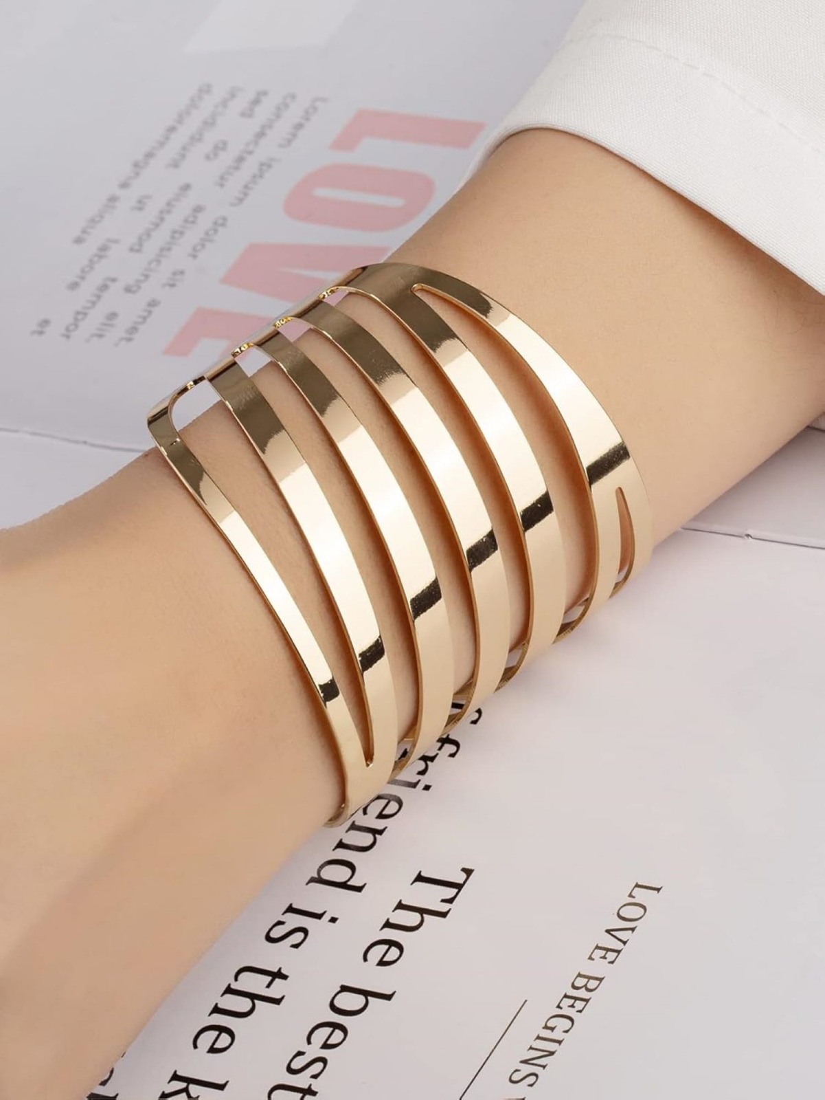 Golden Wave Layered Cuff Bracelet