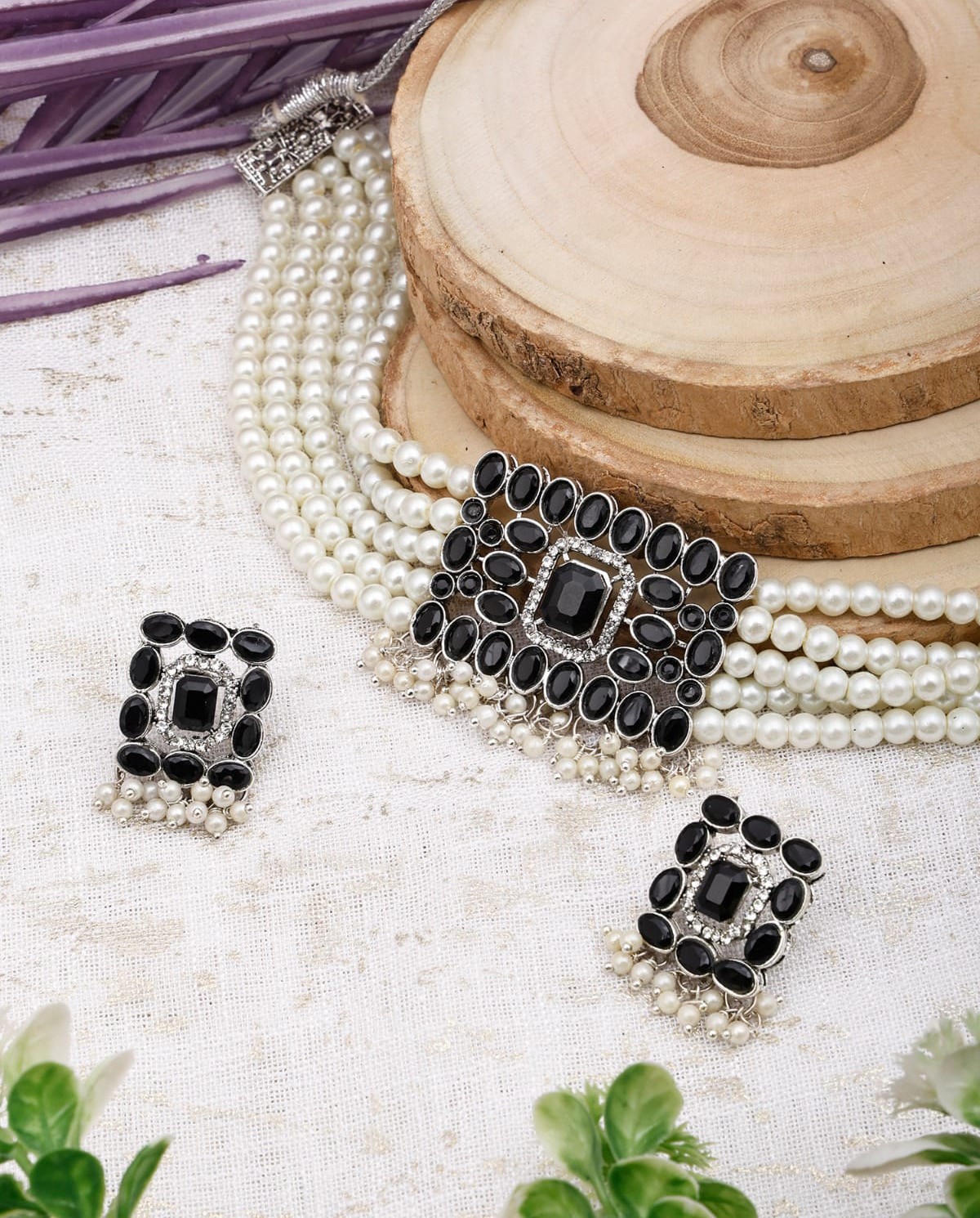 Midnight Pearl Statement Choker Set - Image 2