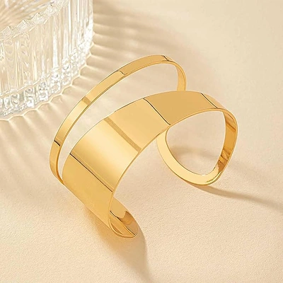 Sleek Gold Statement Cuff Bracelet - Image 3